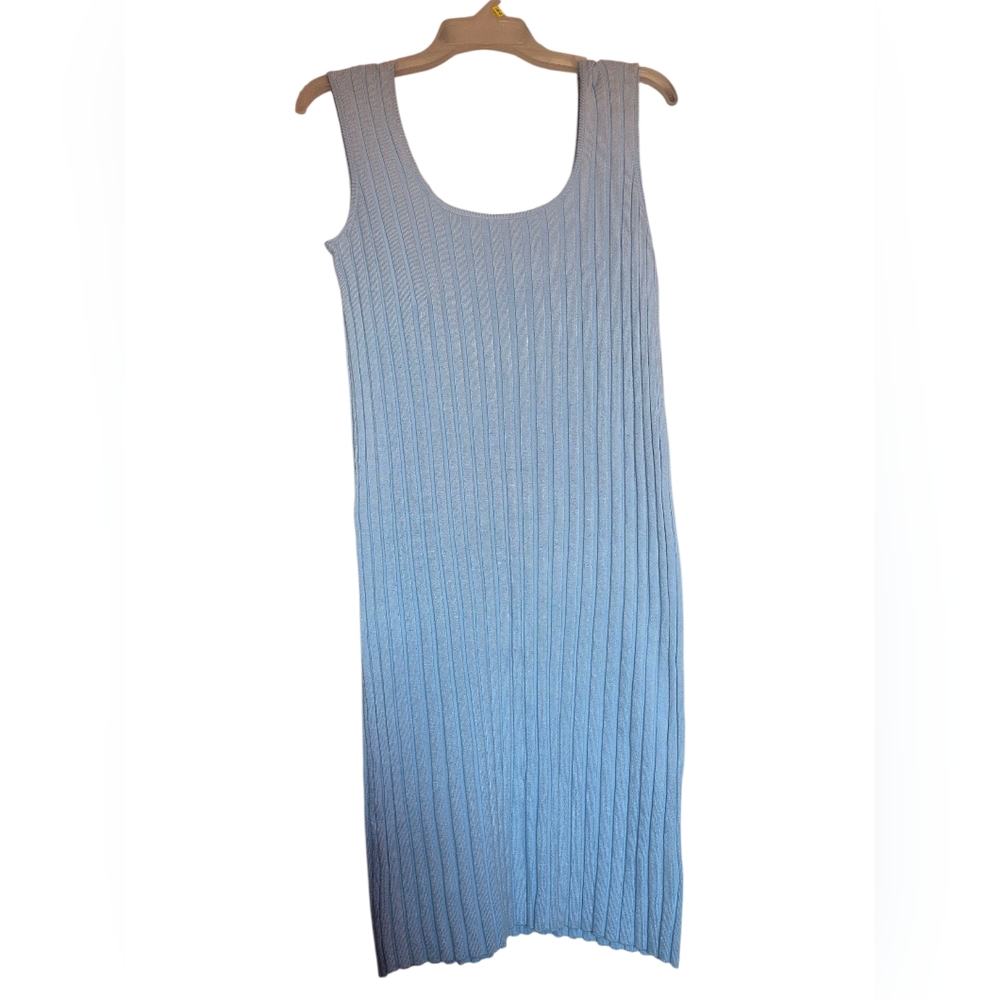 A New Day Light Blue Ribbed Tank Mini Sweater Dress